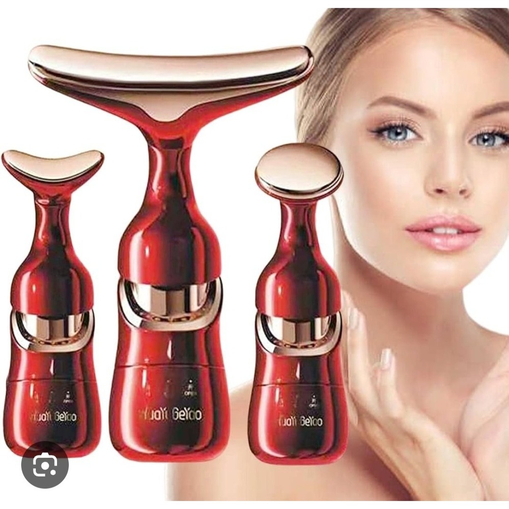GuShiYuTa 3-in-1 Facial Neck Massager Lifting Tightening Device Red Gold H2/310